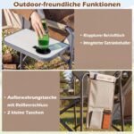 Sulankstoma kėdė su šoniniu staliuku ir gėrimų laikikliu (Ruda) – Paveikslėlis 4