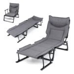 Sulankstomas 3 viename kempingo gultas su reguliuojama atlošo padėtimi (Pilka)