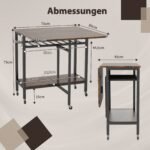 Sulankstomas valgomasis stalas su ratukais ir integruota lentyna (Rusvai ruda) – Paveikslėlis 2