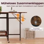 Sulankstomas valgomasis stalas su ratukais ir integruota lentyna (Rusvai ruda) – Paveikslėlis 3