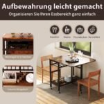 Sulankstomas valgomasis stalas su ratukais ir integruota lentyna (Rusvai ruda) – Paveikslėlis 4