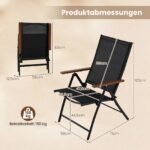 Sulankstomos kėdės su reguliuojamu atlošu 4 vienetų komplektas (Juoda)