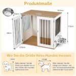 Šunų narvas – šoninis staliukas su 360° besisukančiais dubenėliais (Balta) – Paveikslėlis 2