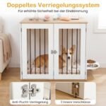 Šunų narvas – šoninis staliukas su 360° besisukančiais dubenėliais (Balta) – Paveikslėlis 4