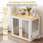 Šunų narvas – šoninis staliukas su 360° besisukančiais dubenėliais (Balta) – Paveikslėlis 5