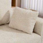 Trivietė sofa su gilia sėdyne ir dirbtinio aksomo apmušalais – Paveikslėlis 9