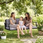 Trivietis supamasis suoliukas su minkštomis pagalvėlėmis ir reguliuojamomis grandinėmis