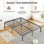 Tvirtas metalinis platforminės lovos rėmas su grotelėmis (Juoda) – Paveikslėlis 2