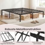 Tvirtas metalinis platforminės lovos rėmas su grotelėmis (Juoda) – Paveikslėlis 3