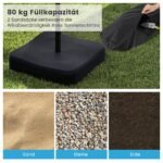 Tvirtas skėčio pagrindas su fiksavimo rankenėlėmis ir 80 kg talpa (Juoda) – Paveikslėlis 3