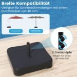 Tvirtas skėčio pagrindas su fiksavimo rankenėlėmis ir 80 kg talpa (Juoda) – Paveikslėlis 4