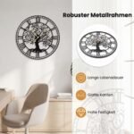 Tylus metalinis sieninis Gyvybės medžio dizaino laikrodis (Juoda) – Paveikslėlis 3