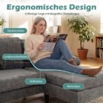 U-formos 5-6 vietų kampinė sofa su šeniliniais apmušalais (Pilka)