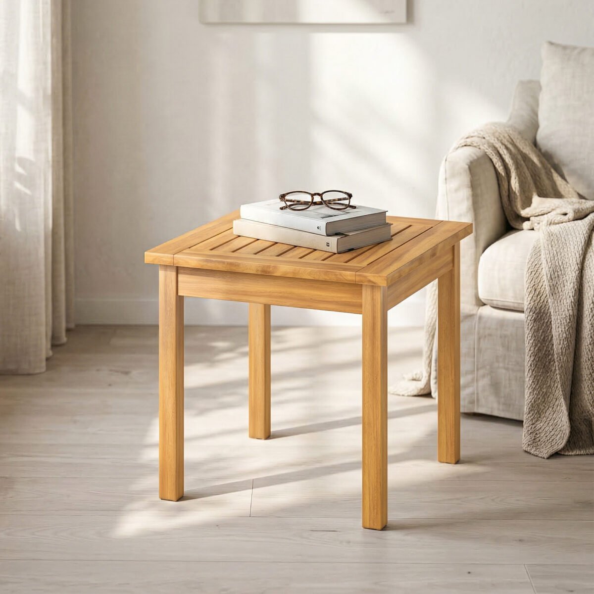 Universalus akacijos medienos pagalbinis staliukas su reguliuojamomis kojelėmis – Paveikslėlis 9