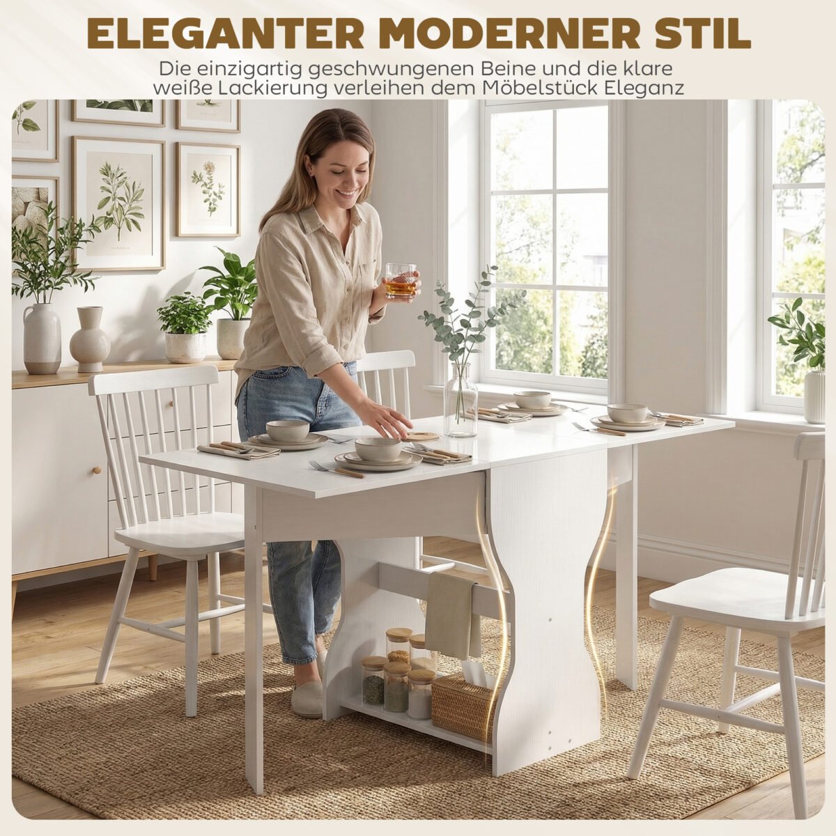 Universalus atlenkiamas valgomojo stalas su lentyna – Paveikslėlis 5