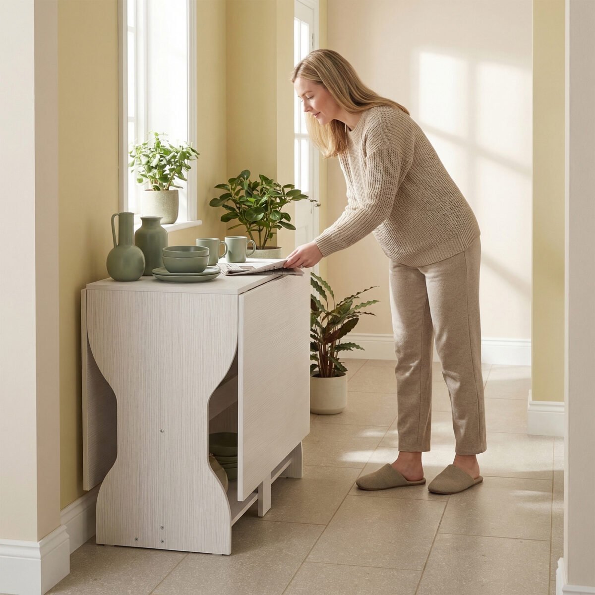 Universalus atlenkiamas valgomojo stalas su lentyna – Paveikslėlis 9