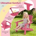 Vaikų Adirondack kėdė su ergonominiu atlošu iš HIPS (Rožinė)