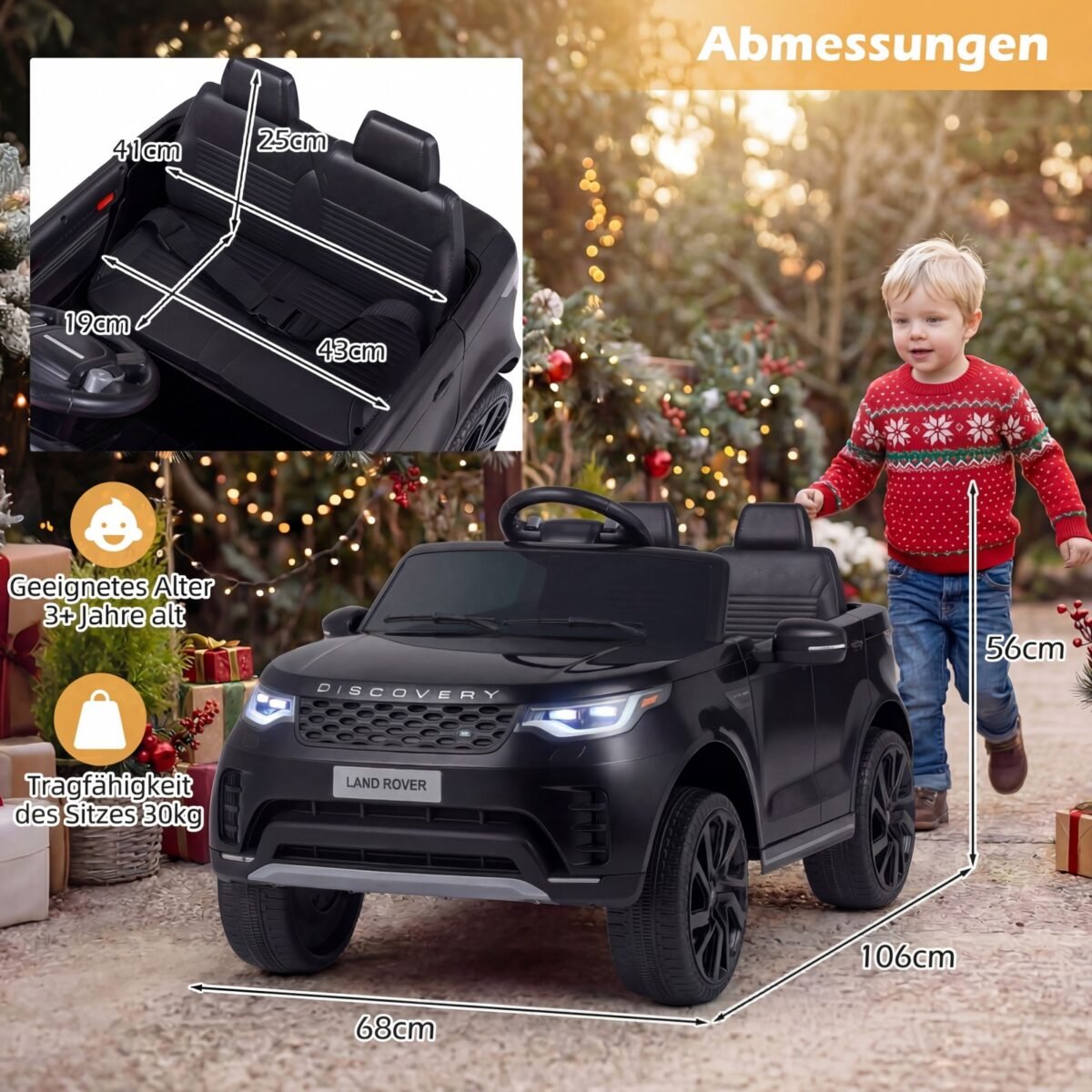 Vaikų elektromobilis su 12V varikliu ir amortizatoriais (Juoda) – Paveikslėlis 2