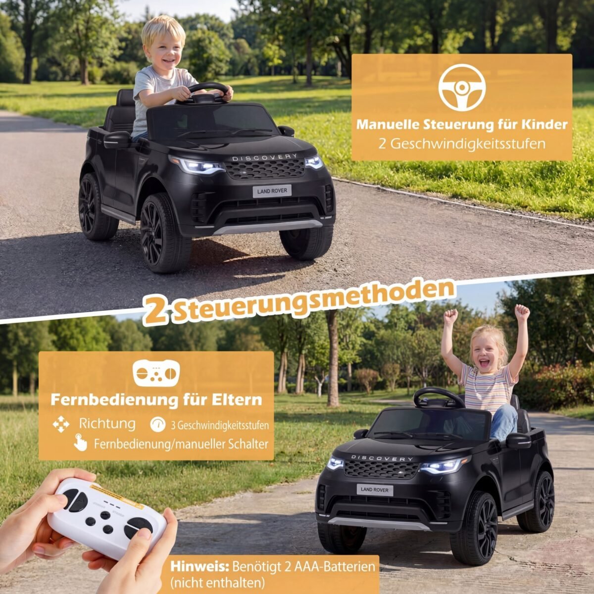 Vaikų elektromobilis su 12V varikliu ir amortizatoriais (Juoda) – Paveikslėlis 3