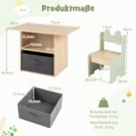 Vaikų staliukas su 2 kėdėmis ir integruota daiktadėže (Žalia)