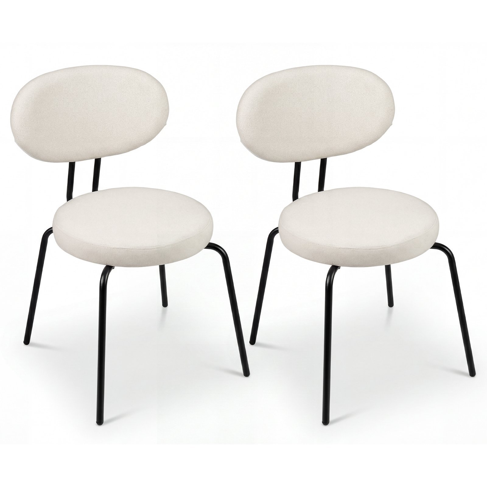 Valgomojo kėdžių komplektas (2 vnt.) su paminkštinta sėdyne ir atlošu (Smėlio spalvos)