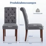 Valgomojo kėdžių komplektas su paminkštinta sėdyne ir atlošu 2 vnt (Pilka)