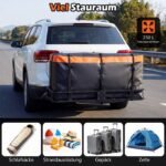 Vandeniui atspari galinė bagažinė su tvirtinimo diržais tvirtinama prie automobilio kablio (Oranžinė ir Juoda)