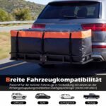 Vandeniui atspari galinė bagažinė su tvirtinimo diržais tvirtinama prie automobilio kablio (Oranžinė ir Juoda)