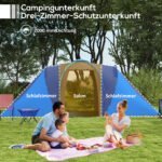 Vandeniui atspari tunelinė palapinė 4–6 asmenims su 2 miegamaisiais ir svetaine