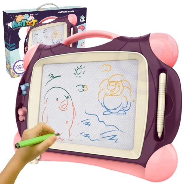 Violetinė magnetinė piešimo lenta su 2 antspaudėliais