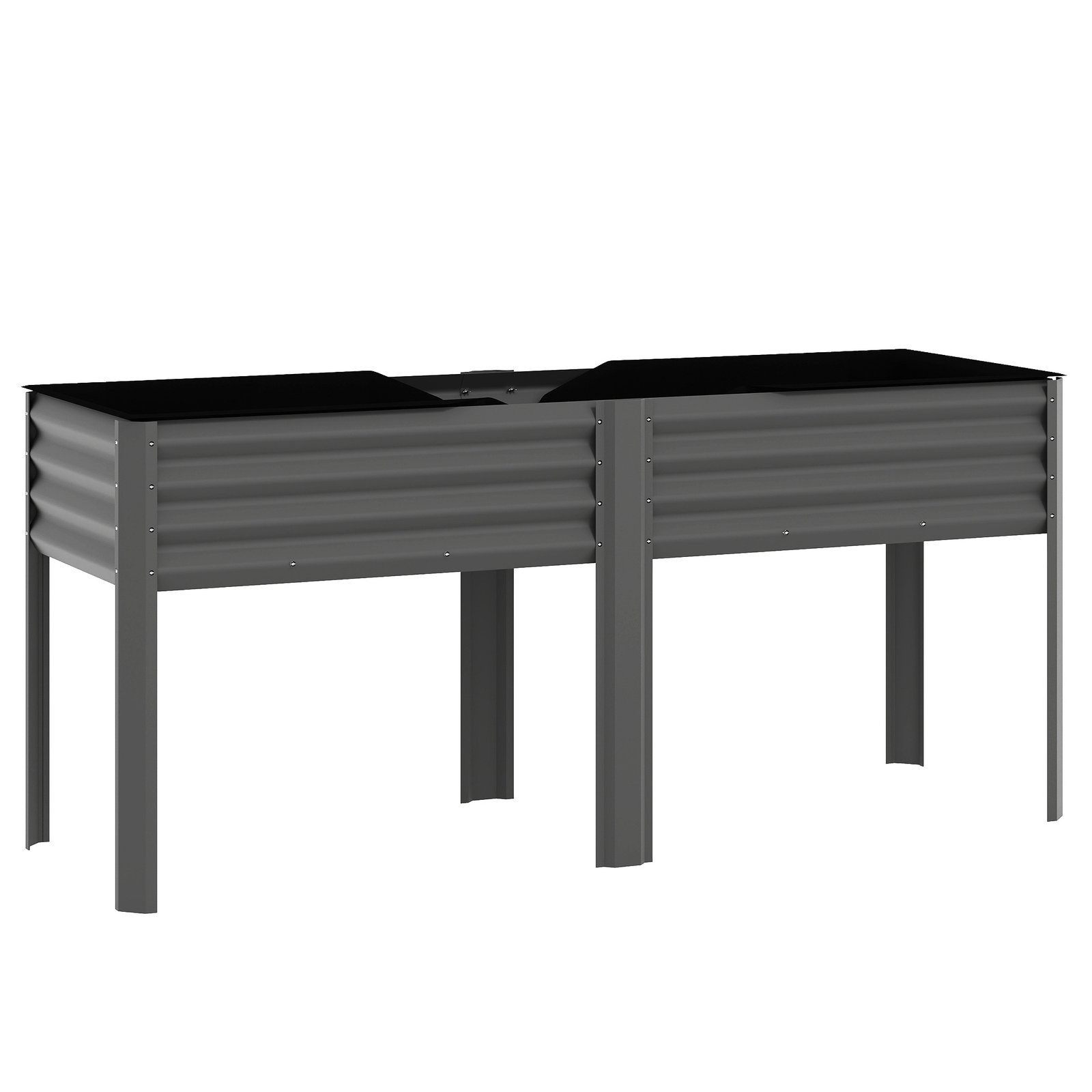 Ypač didelė pakelta lysvė iš cinkuoto metalo su agroplėvelės įdėklu