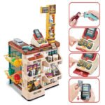 Žaislinis prekybos centras su vežimėliu, svarstyklėmis, kasa, skeneriu ir 48 priedais – Paveikslėlis 12