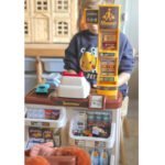 Žaislinis prekybos centras su vežimėliu, svarstyklėmis, kasa, skeneriu ir 48 priedais – Paveikslėlis 6