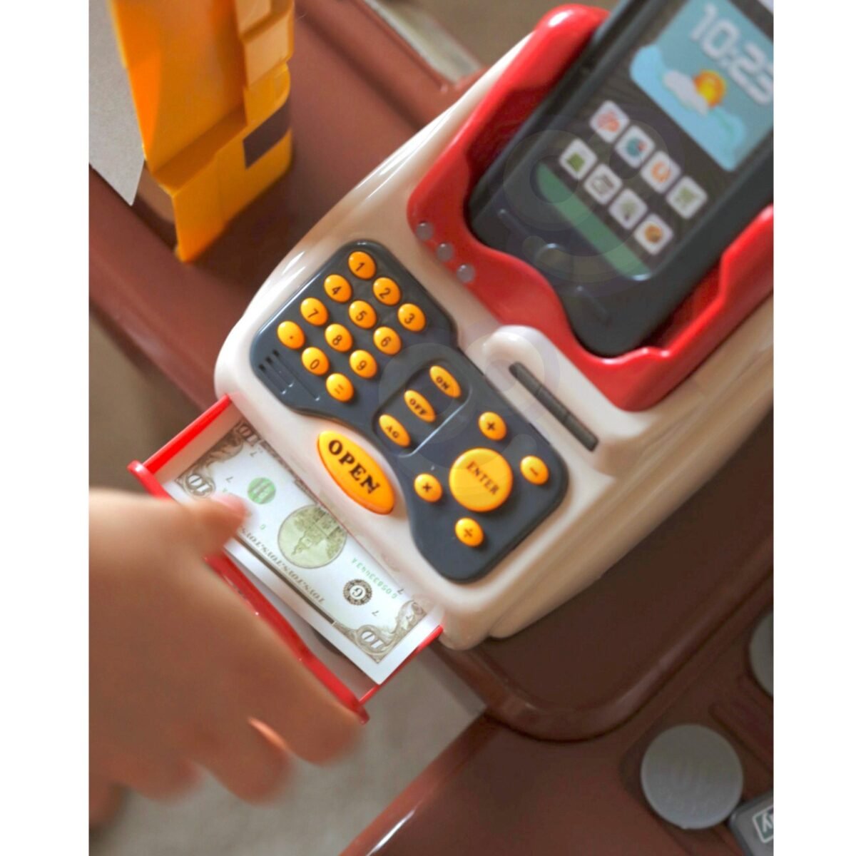 Žaislinis prekybos centras su vežimėliu, svarstyklėmis, kasa, skeneriu ir 48 priedais – Paveikslėlis 7