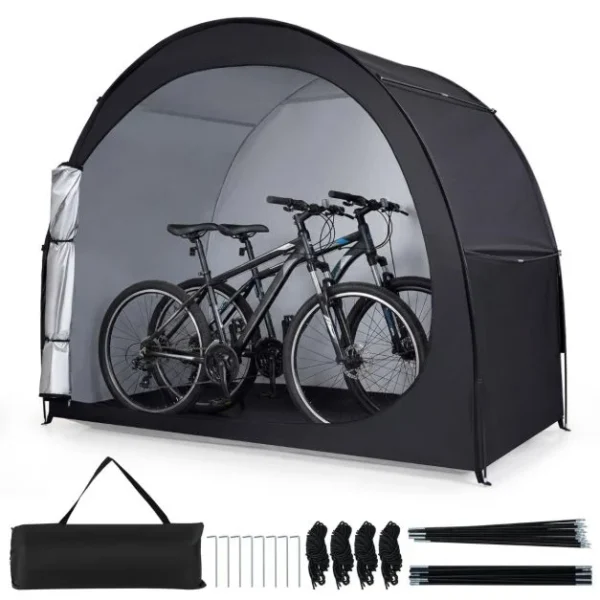 Atspari oro sąlygoms dviračių saugykla 2 dviračiams su užsukamomis durimis (Juoda)