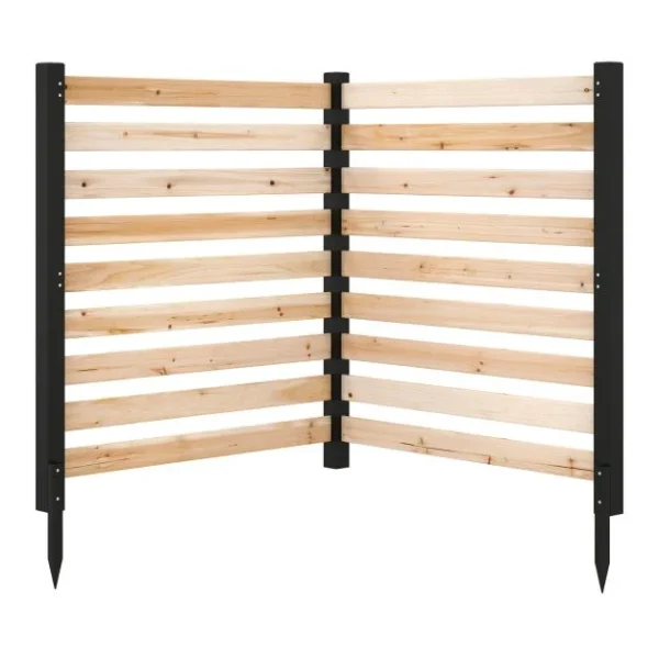 Dviejų dalių dekoratyvinė sodo tvora su įsmeigiamais metaliniais kuolais (Natūrali)