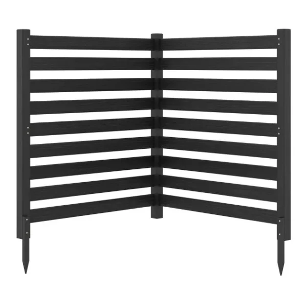 Dviejų dalių medinė privatumo sodo tvora su metaliniais įtvirtinimais (Juoda)