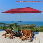 Dvigubas sodo skėtis su rankena ir UV apsauga 470 cm (Vyno raudona) – Paveikslėlis 6