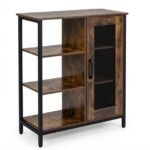 Medinė spintelė su durelėmis ir reguliuojamomis lentynomis (Ruda)