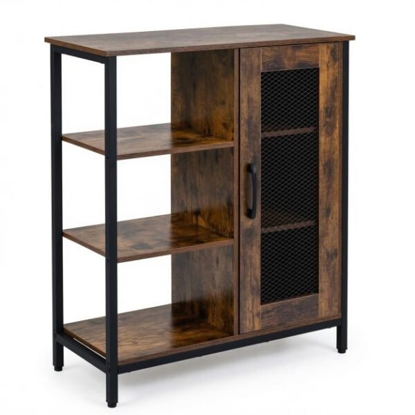 Medinė spintelė su durelėmis ir reguliuojamomis lentynomis (Ruda)