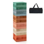 Medinis balansinis bokštas su 54 detalėmis ir krepšiu (Daugiaspalvis)