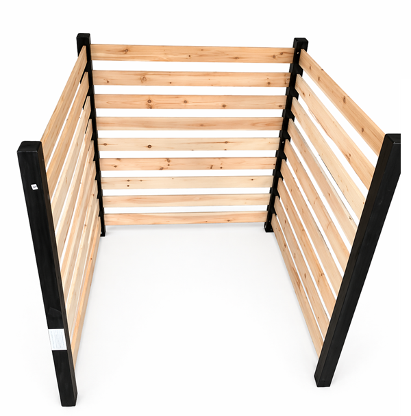 Modulinė 4 dalių eglės medienos sodo užtvara su tvirtinimo kuolais (Natūrali)