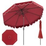 Lauko skėtis su rankine pakėlimo sistema ir pasvirimo funkcija Ø300 cm (Raudona)