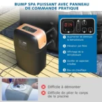Pripučiamas SPA baseinas su 108 sūkurinėmis srovėmis 180 x 68 cm (Juoda) – Paveikslėlis 8