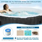 Pripučiamas SPA baseinas su 108 sūkurinėmis srovėmis 180 x 68 cm (Juoda) – Paveikslėlis 6