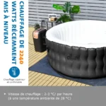Pripučiamas SPA baseinas su 108 sūkurinėmis srovėmis 180 x 68 cm (Juoda) – Paveikslėlis 3