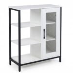 Šoninė spintelė su durelėmis ir reguliuojamomis lentynomis (Balta)