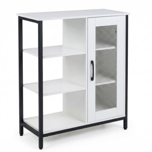 Šoninė spintelė su durelėmis ir reguliuojamomis lentynomis (Balta)