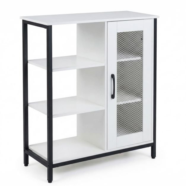 sonine-spintele-su-durelemis-ir-reguliuojamomis-lentynomis-balta Šoninė spintelė su durelėmis ir reguliuojamomis lentynomis (Balta)