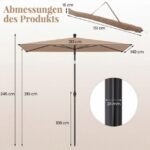 Stačiakampis balkono ir terasos skėtis su pasvirimo funkcija (Ruda) – Paveikslėlis 8